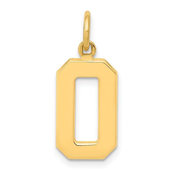 14k Yellow Gold, Athletic Collection Medium Polished Number 0 Pendant - Picture 1 of 5